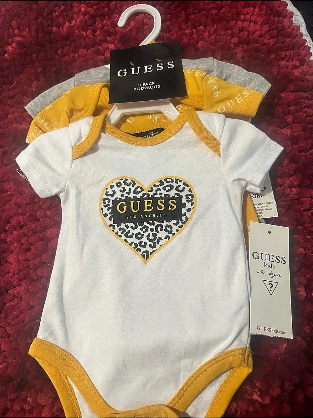 GUESS Kids 3-Pack Bodysuits Set Baby 0-3M